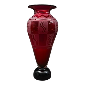 Steven Correia Signed 1988 Red Cameo Art Glass Limited Edition Vase