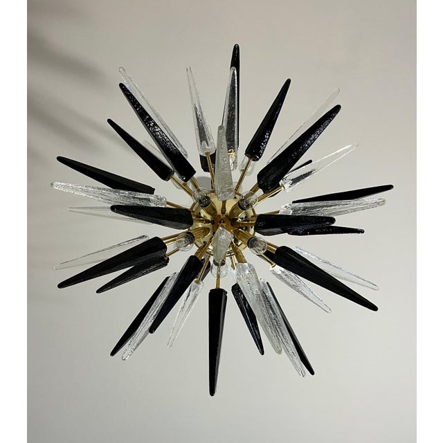 Murano Style Transparent and Black Glass Sputnik Chandelier, 51 Glasses For Sale - Image 9 of 9