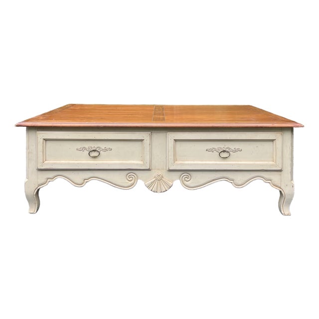 Ethan Allen Country French 4 Drawer Coffee Table For Sale