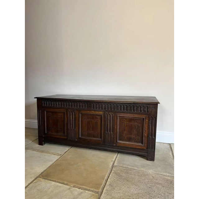 Wood Antique 18th Century Oak Coffer, 1780s For Sale - Image 7 of 8