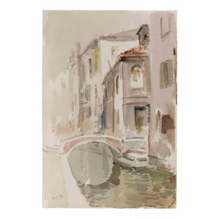 Carlo Ravagnan, View of Venice, 1980, Watercolor on Paper For Sale