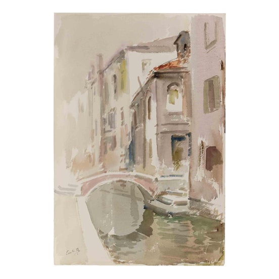 Carlo Ravagnan, View of Venice, 1980, Watercolor on Paper For Sale