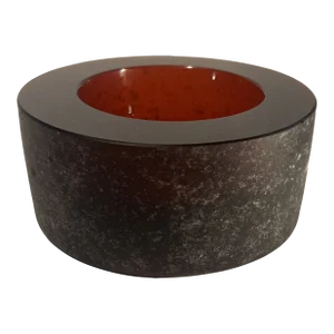 Mid Century Seguso D' Arte Iced Glaze Etched Ruby Red Bowl