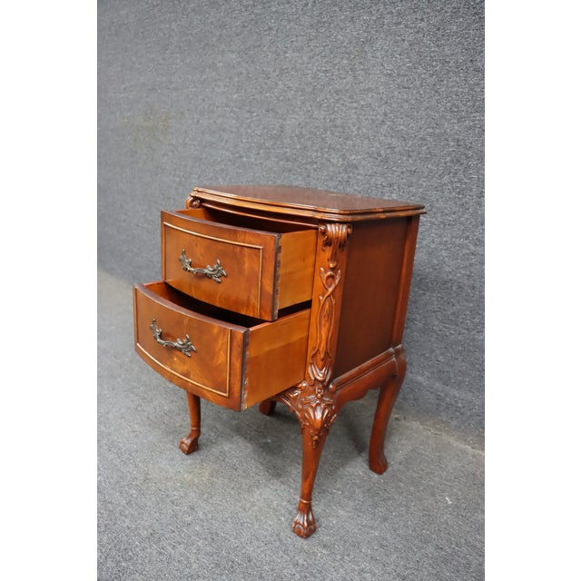 Brown Mahogany Claw and Ball Two Drawer Nightstand For Sale - Image 8 of 12