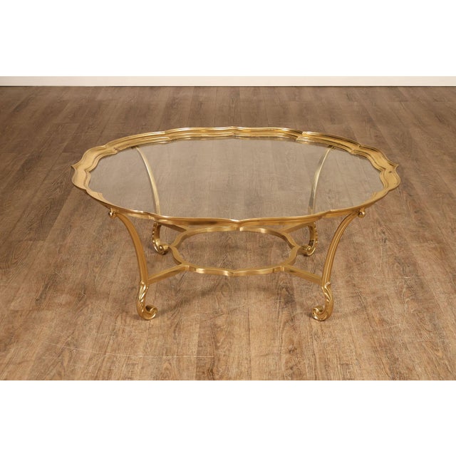 LaBarge Scalloped Brass And Glass Coffee Table For Sale - Image 15 of 18