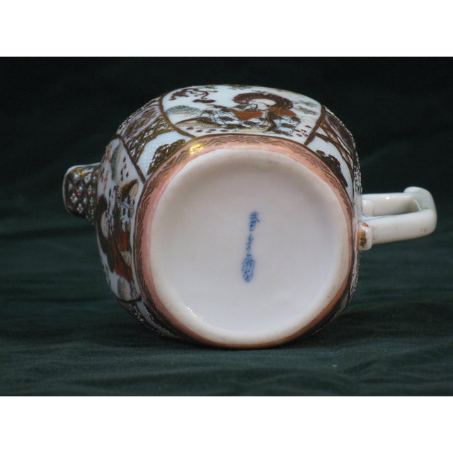 Mid 19th Century Japanese Satsuma Mystic Man Lohan Dragon Porcelain Creamer Hand Painted Figurine For Sale - Image 6 of 7