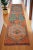 Rustic Mythological Runner Rug Hand-Knotted 2'9"x9'6" Vibrant Orange Turkish Rug Kitchen Runner Extraterrestrial Motif For Sale - Image 3 of 14