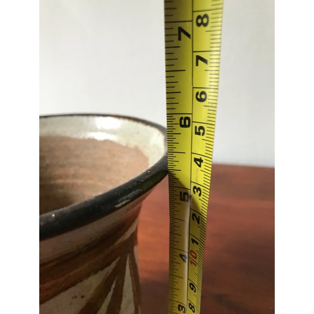Mid 20th Century Handmade Vintage Stoneware Pottery Cachepot Vase For Sale - Image 5 of 9