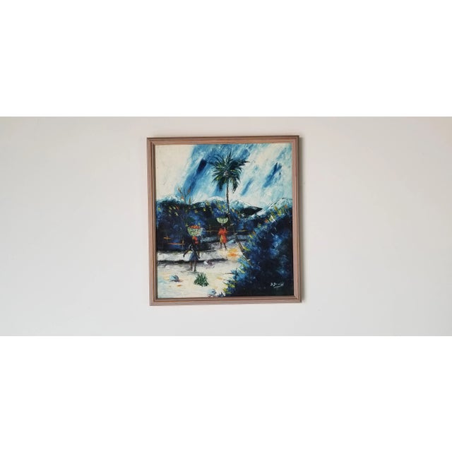 1970s Tropical Caribbean Landscape Painting, Framed For Sale - Image 9 of 9