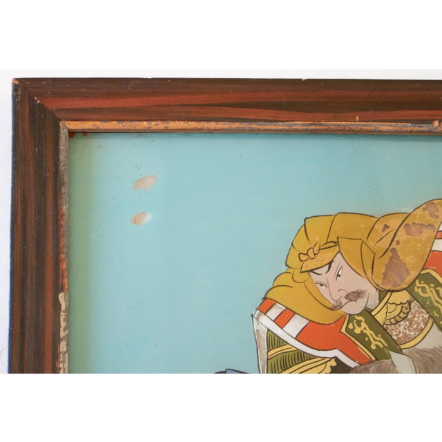Late Meiji to Tisho Era Antique Japanese Reverse Glass Painting For Sale - Image 13 of 18