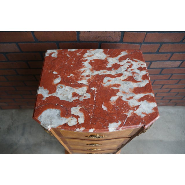 Wood Antique French Marble Top Nightstands For Sale - Image 7 of 10