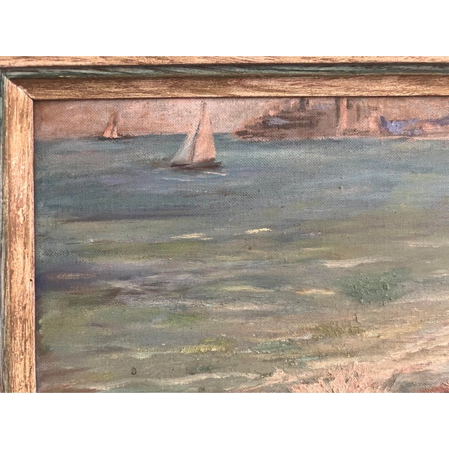 Vintage Coastal Seascape Oil Painting – Children Playing by the Shore-Locueso For Sale In Orlando - Image 6 of 8
