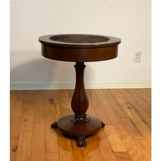 Antique 1800s Rosewood Pedestal Plant Holder Removable Copper Insert, Three-Legged Lions Hairy Paw For Sale - Image 11 of 12