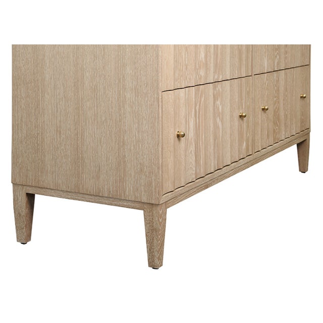 Wood Matthew Izzo Home Angus Fluted Cerused Oak Four Drawer Chest With Brass Hardware For Sale - Image 7 of 10