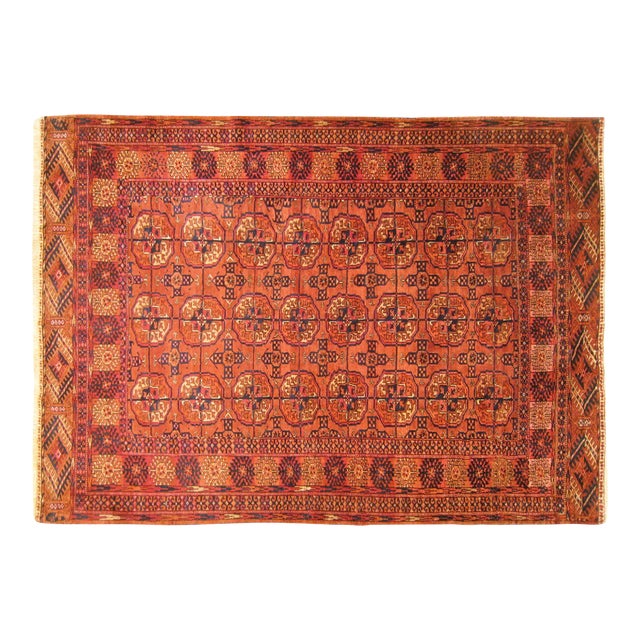 1900 Antique Turkman Bokhara Rug, Small Size, W/ Symmetrical Design For Sale