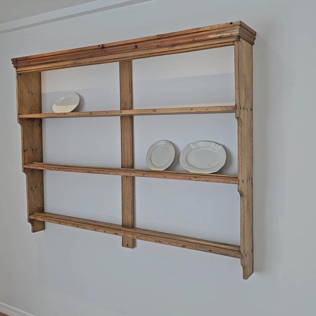 English Antique English Pine Wall Plate Rack - Circa 1870 For Sale - Image 3 of 11