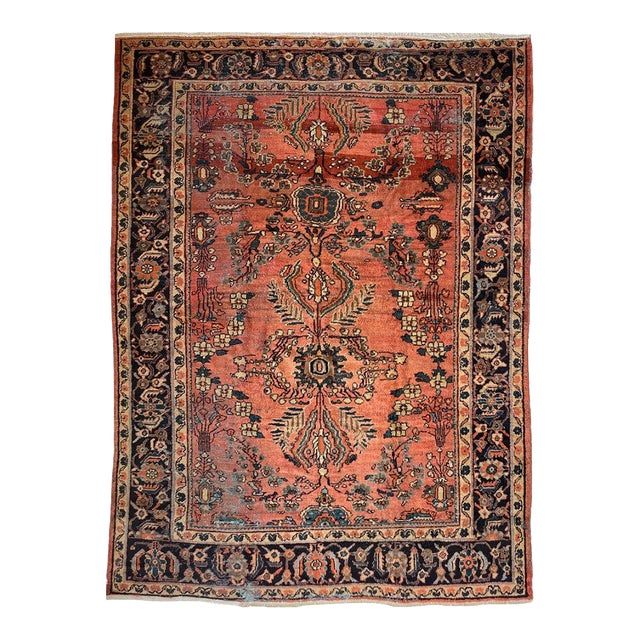 Antique Persian Lilihan Mahal Rusty-Coral Red Abrash Rug 8.8 x 12.4 For Sale