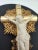 Art Nouveau, a cross in a brass lace, Jesus, dimensions: height 37.3 cm, width 14.7 cm, depth 5.5 cm.