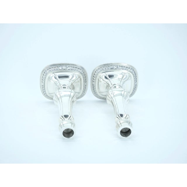 Pair Gorham Silverplate Candlesticks in the English Regency Style For Sale - Image 9 of 13