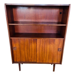 Vintage Danish Bookcase in Rosewood with Sliding Doors, 1960s For Sale