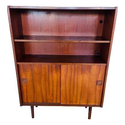 Vintage Danish Bookcase in Rosewood with Sliding Doors, 1960s For Sale