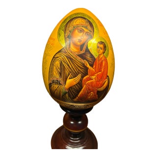 1980s Vladimir Gorsky — Mother of God (Gold Leaf Egg Icon) For Sale