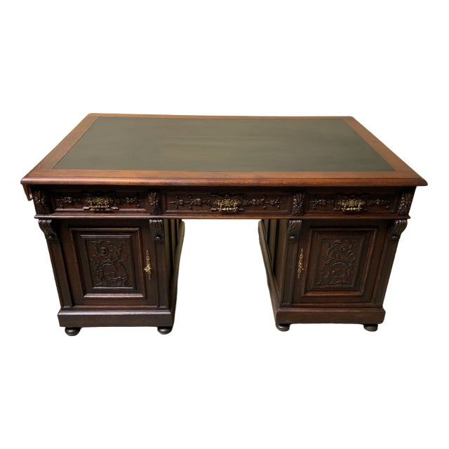 Antique Neo-Renaissance Desk in Oak, 1880 For Sale
