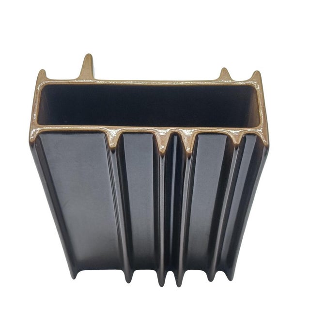 Brown Brown Ceramic Vase by Angelo Mangiarotti for F.lli Brambilla, Italy, 1960s For Sale - Image 8 of 9