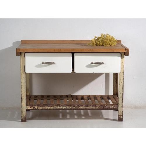 Japanese Industrial Worktable with Drawers For Sale - Image 13 of 13