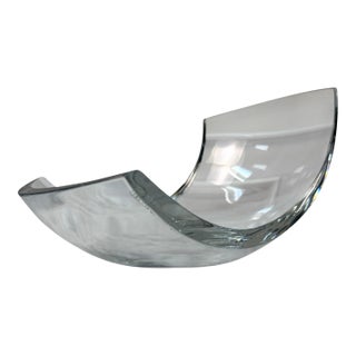 Contemporary Sculptural Biomorphic Clear Glass Centerpiece Bowl by Raquel Guerreiro For Sale