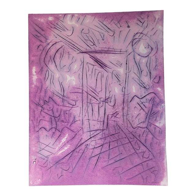 Original Vintage Abstract Peter Duncan Encaustic Painting Signed For Sale