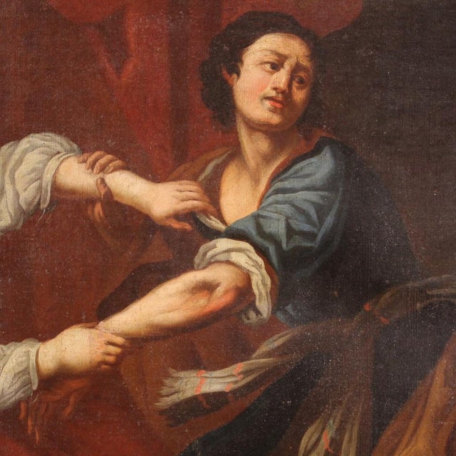 Mid 18th Century Joseph and and Potiphar's Wife, 1750, Oil on Canvas, Framed For Sale - Image 5 of 16