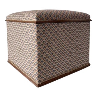 English Upholstered Hassock Ottoman For Sale
