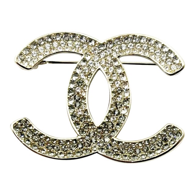 Chanel Brand New Silver Grey Ombre Black Curve Brooch For Sale