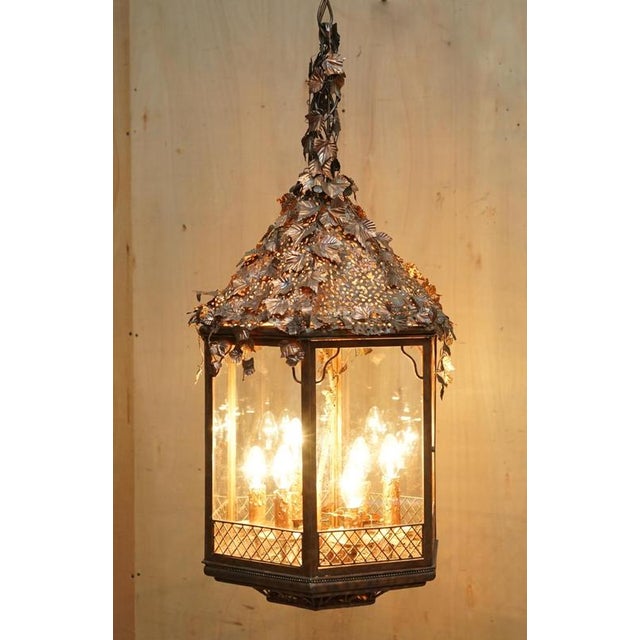 This absolutely stunning, super rare and highly collectable vintage italian made floral leaf hanging lantern with an...
