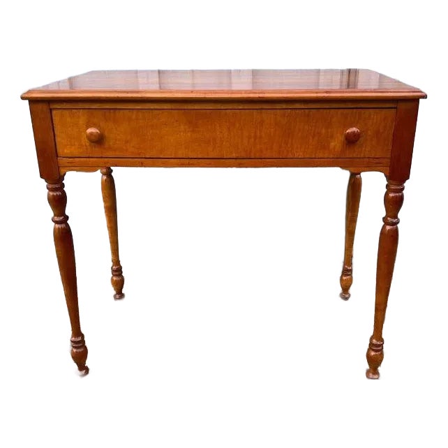 Early American Primitive Style Maple Work Side Table. | Chairish