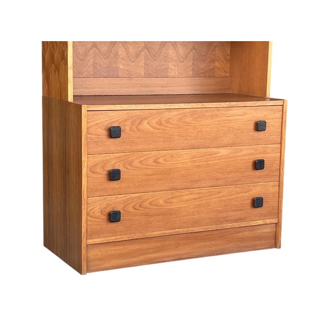 Restored 1960s Danish Modern Bookcase Cabinet With Carved Pulls & Sliding Doors For Sale - Image 13 of 17