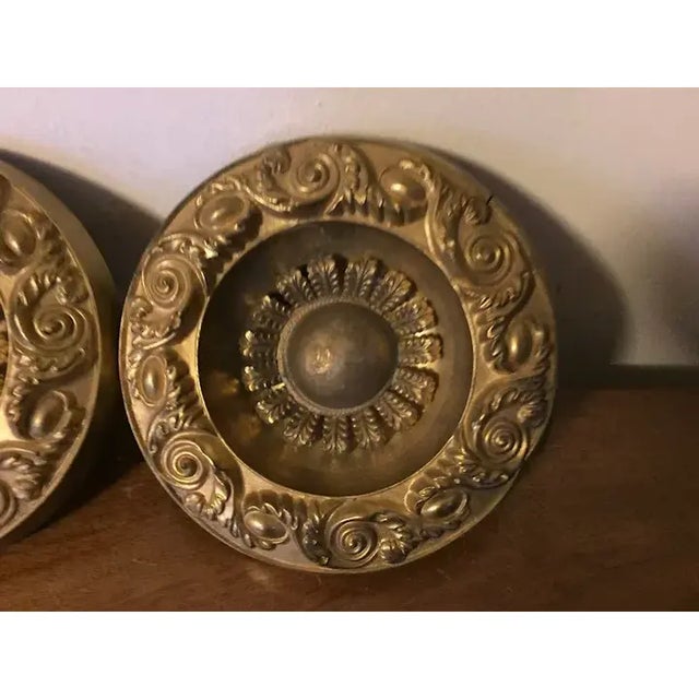 Antique 19th Century American Federal Empire Gilt Spun Brass Drapery Tie Backs - A Pair For Sale - Image 11 of 13