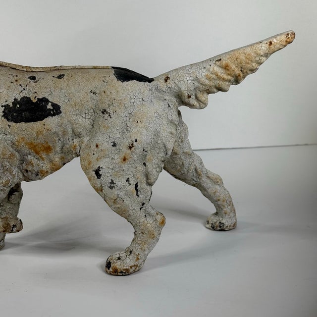 Early 20th Century Antique Cast Iron English Setter Dog Sculpture — Original Patina Sporting Lodge Doorstop For Sale - Image 5 of 6