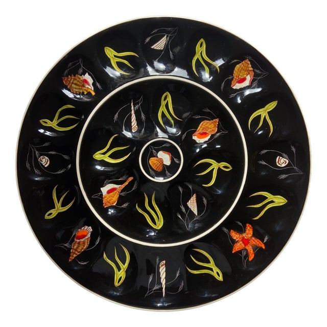 French Majolica Oyster Platter by Henriot Quimper, 1970s For Sale