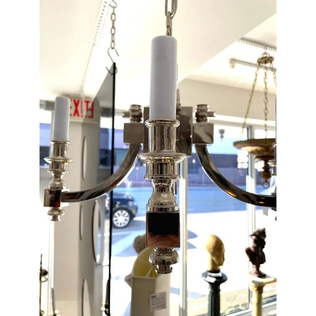Silver 4-Light Chandelier Nickel Plated Georgian Style For Sale - Image 8 of 13