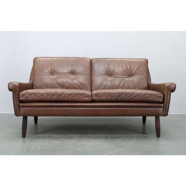 Mid-Century Danish Two-Seat Leather Sofa by Svend Skipper, 1960s For Sale - Image 3 of 18
