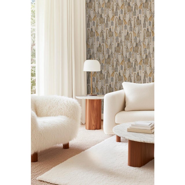 Tassel Trellis Grasscloth Wallpaper by House Party | Imperial Sand | 8 Yards For Sale - Image 4 of 11