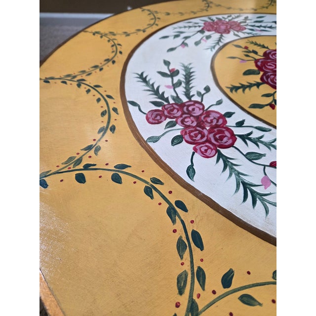 Green Custom Side Accent Table – Hand-Painted Metal Top & Fabric Skirt For Sale - Image 8 of 14