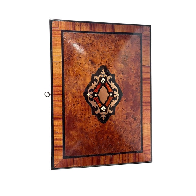 19th Century French Burl Wood Jewelry Box With Marquetry Inlay For Sale - Image 4 of 6