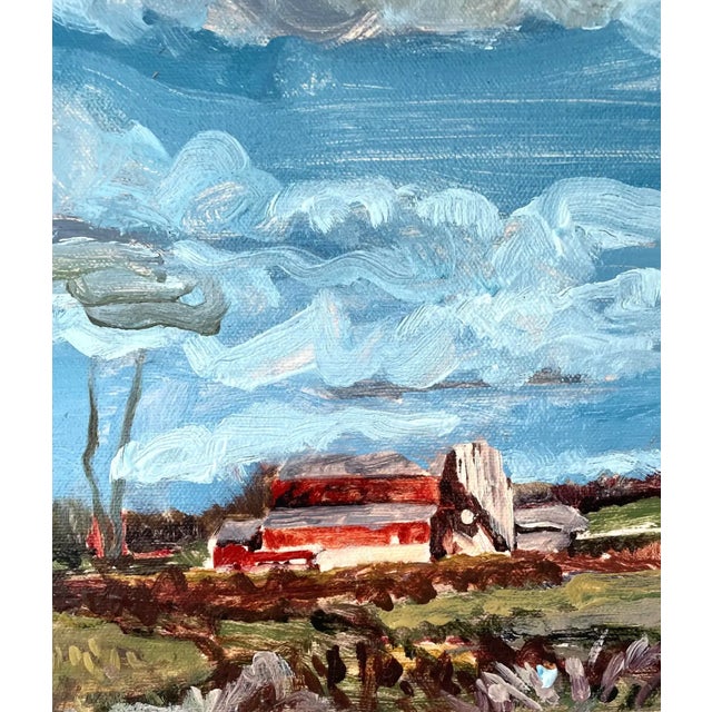 Farmhouse Farmhouse Landscape Oil Painting on Canvas by Hans Petrich - Signed For Sale - Image 3 of 4