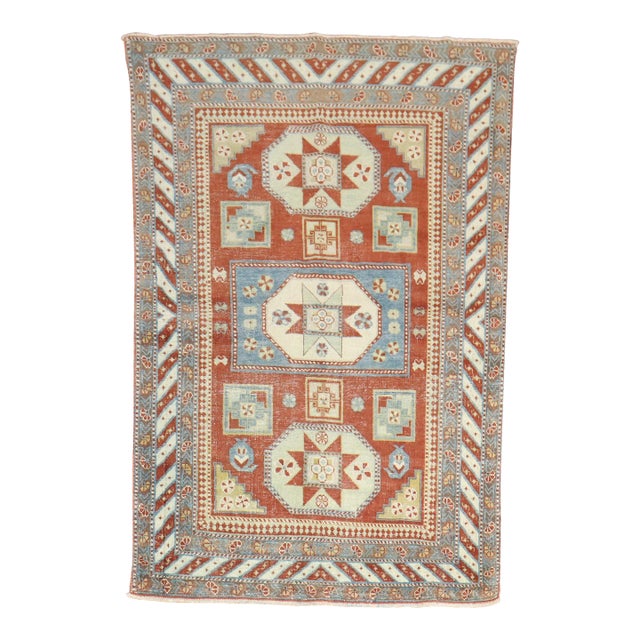 Early 20th Century Vintage Tribal Caucasian Rug - 3'1" x 4'9" For Sale