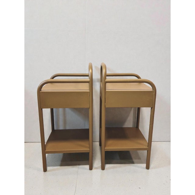 1950s Boarding School Bedside Tables in Metal, 1950s, Set of 2 For Sale - Image 5 of 10