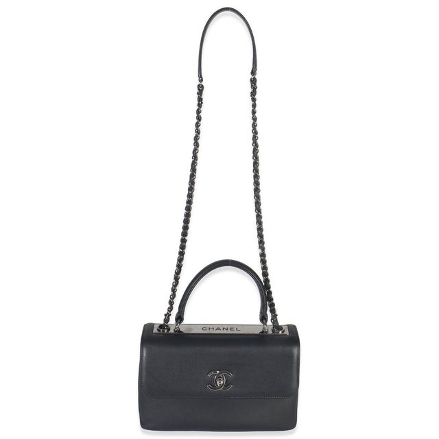 2010s Black Calfskin Smooth Small Trendy CC Flap Bag For Sale - Image 5 of 9