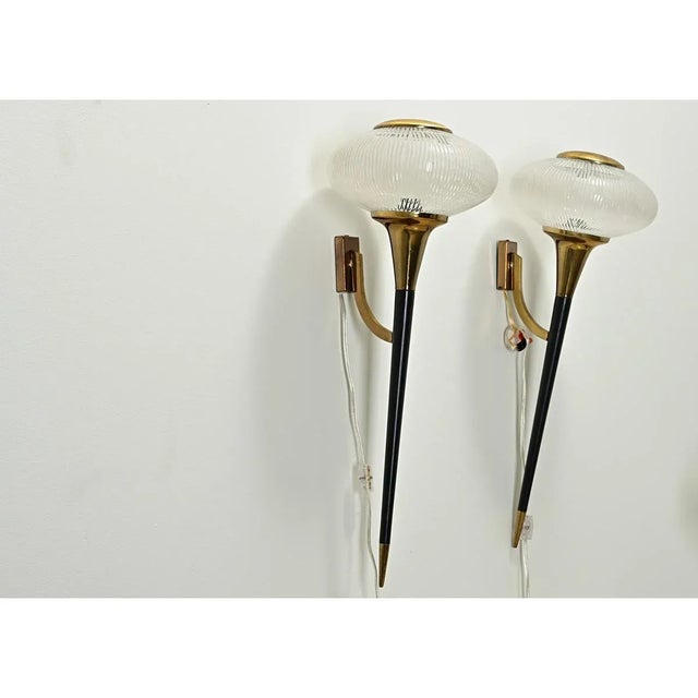Wood French Mid-Century Sconces & Matching Table Lamp - Set of 3 For Sale - Image 7 of 12